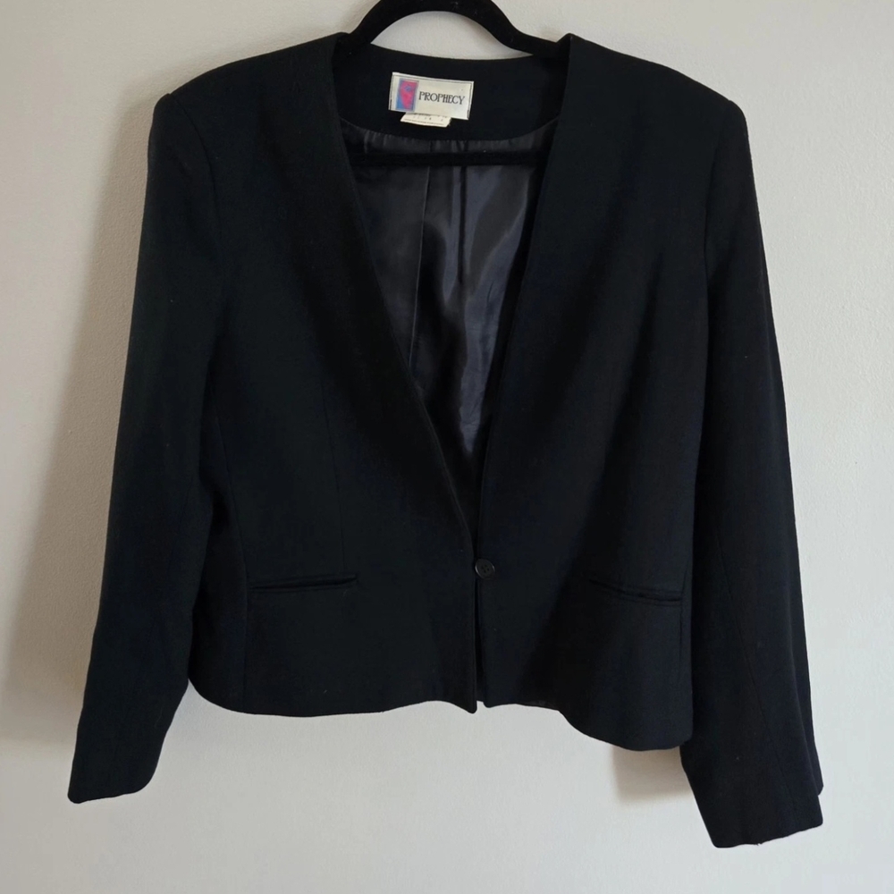 Vintage Prophecy Women's 100% Wool Blazer Size 16 Black